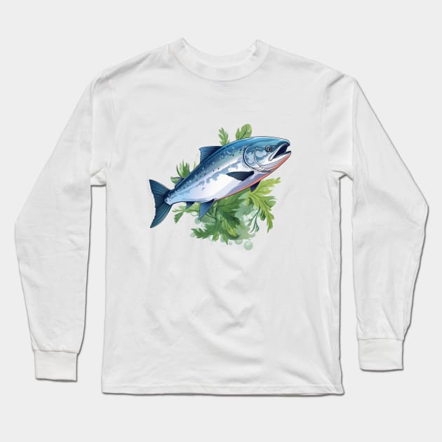 Pacific Northwest Salmon Long Sleeve T-Shirt by zooleisurelife